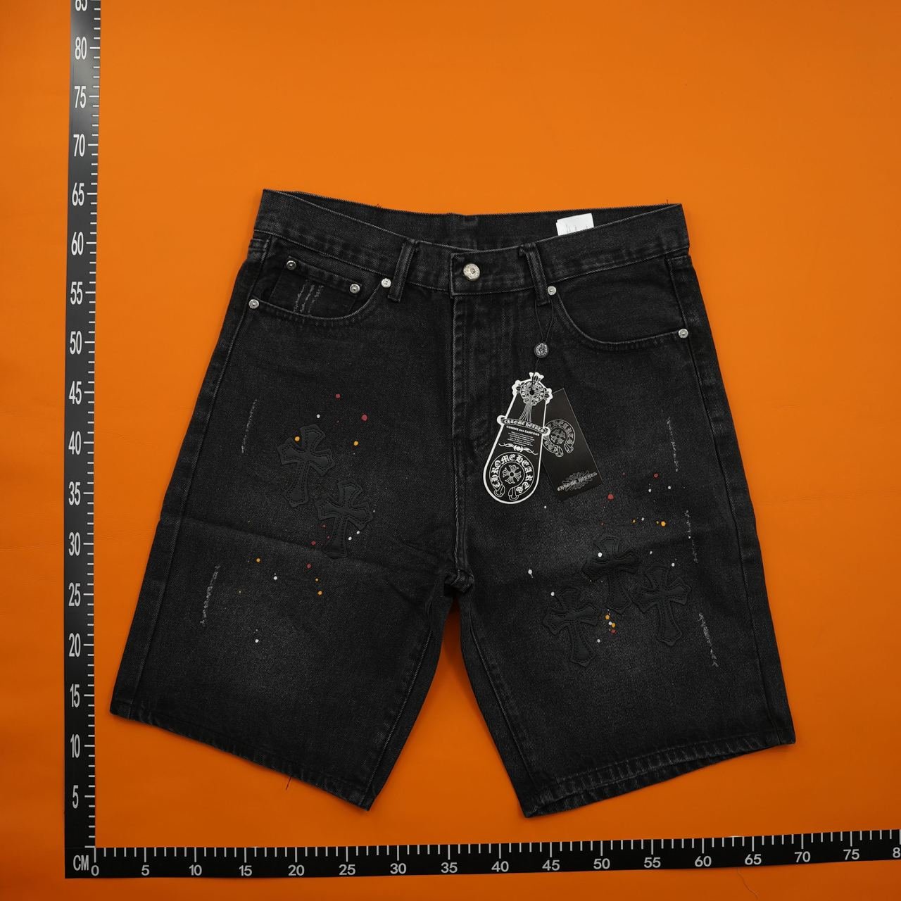  Chrome Hearts Cross Patch Denim Shorts -1