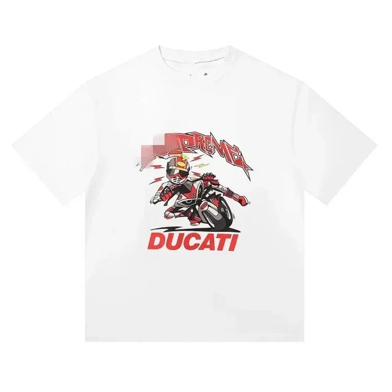 Supreme DUCATI joint SOCCER JERSEY Logo letter print loose short-sleeved football T-shirt-2792                   -1